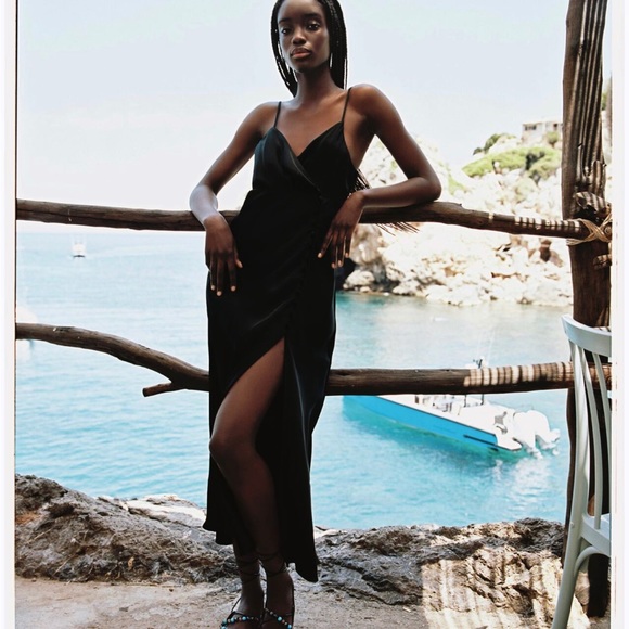 Black Satin Dress Size L - Picture 2 of 6